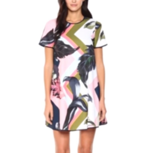 Ted Baker London Pink and Green Floral Mini Dress - Picture 2 of 15